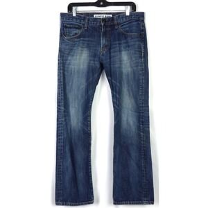 Express 100% Cotton Medium Wash ROCCO Slim Boot Cut Denim Jeans Men's 33 X 32